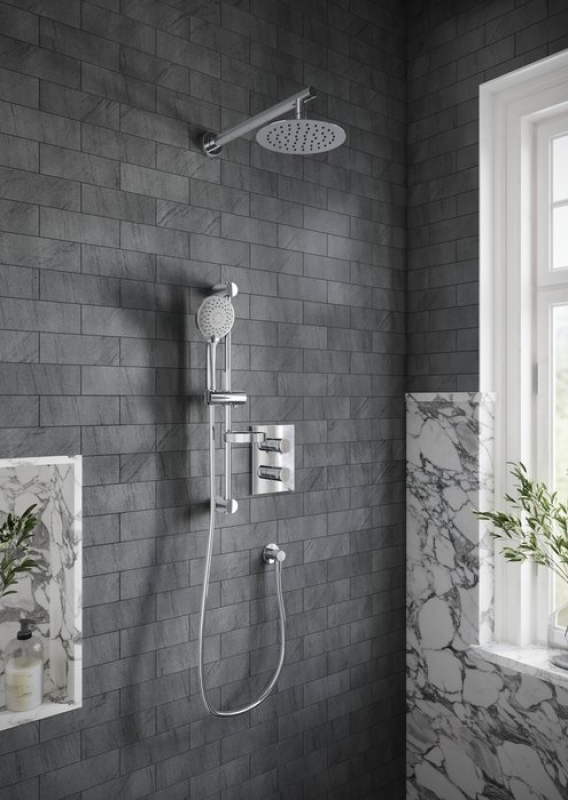 Set de duș Villeroy&Boch, Universal Showers, cu bară, portsăpun, pară duș și furtun, negru mat